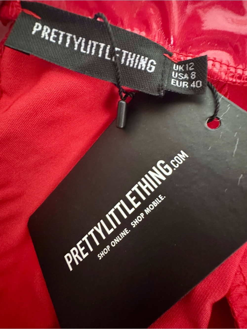 PrettyLittleThing Red Backless High Shine Vinyl Jumpsuit US 8 NWT Halloween - Picture 10 of 14